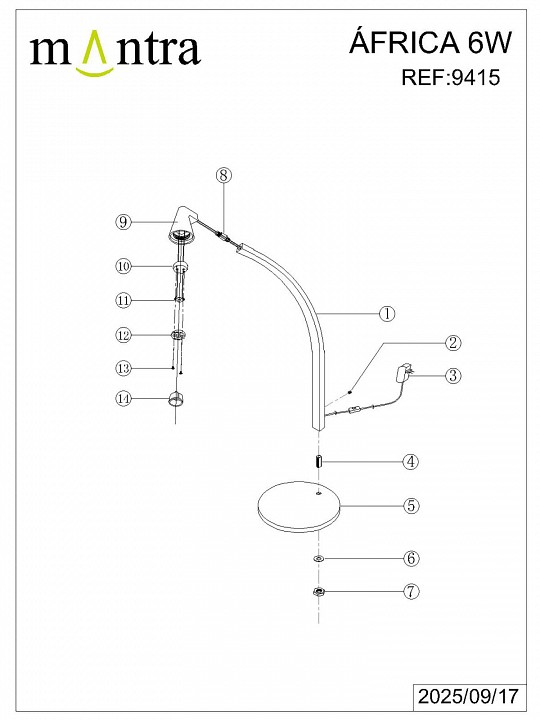 Настольная лампа декоративная Mantra Africa 9415