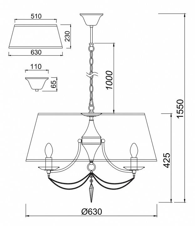 Подвесной светильник Freya Garcia FR2908-PL-05C-BZ