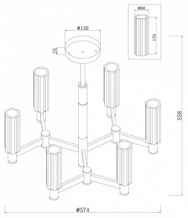 Люстра на штанге Freya Ambra 6 ламп FR5167PL-06BS
