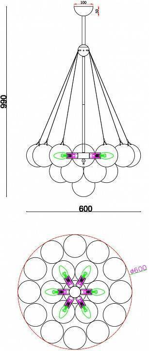 Люстра на штанге Freya Fiesta 6 ламп FR5231PL-06BS
