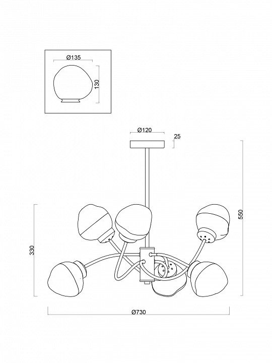 Люстра на штанге Freya  FR8017PL-06MG