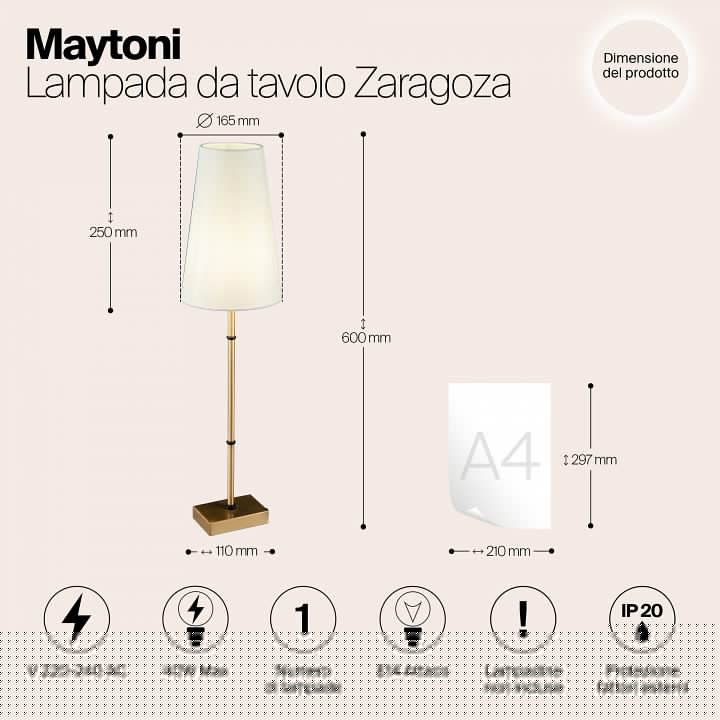 Настольная лампа декоративная Maytoni Zaragoza H001TL-01BS