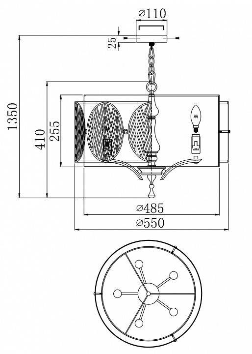 Подвесной светильник Maytoni Leaf H425-PL-05-G