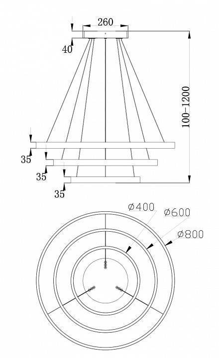 Подвесной светильник Maytoni Rim 100 Вт 4000K MOD058PL-L100B4K