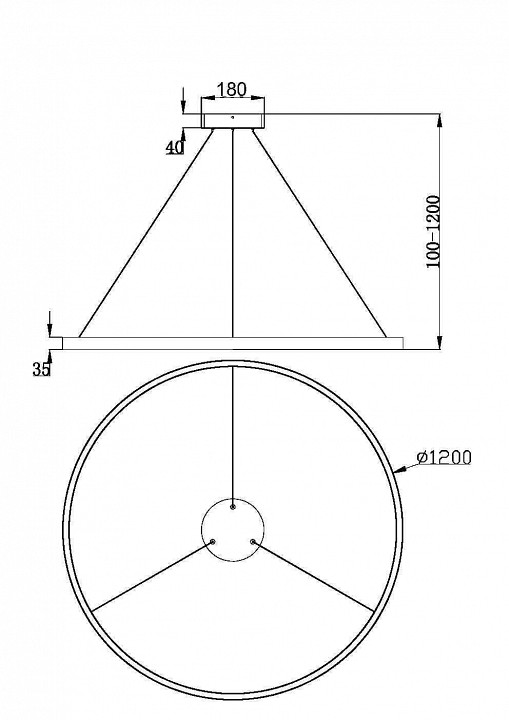 Подвесной светильник Maytoni Rim 65 Вт 3000K MOD058PL-L65B3K