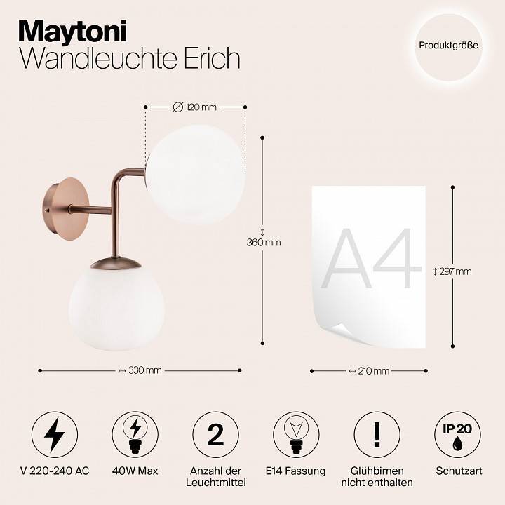 Бра Maytoni Erich MOD221-WL-02-G