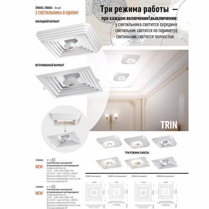 Накладной светодиодный светильник Novotech Trin 10 Вт 4000 K черный 358604