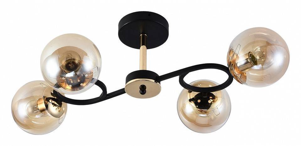Люстра на штанге Reluce 4 лампы BK+FGD 01338-0.3-04 BK+FGD