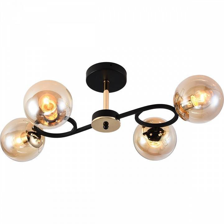 Люстра на штанге Reluce 4 лампы BK+FGD 01338-0.3-04 BK+FGD