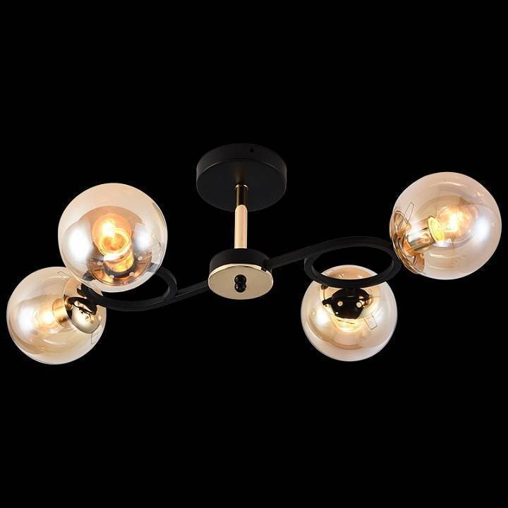 Люстра на штанге Reluce 4 лампы BK+FGD 01338-0.3-04 BK+FGD