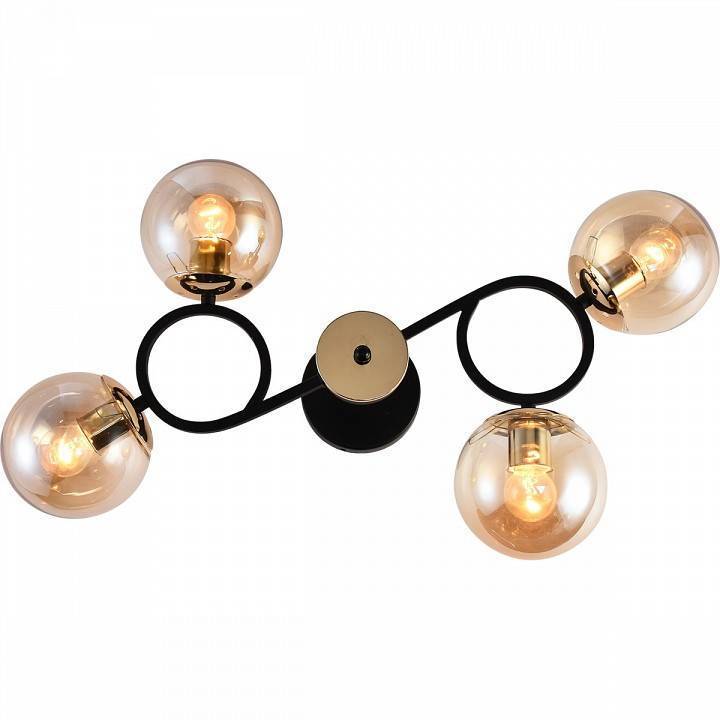 Люстра на штанге Reluce 4 лампы BK+FGD 01338-0.3-04 BK+FGD