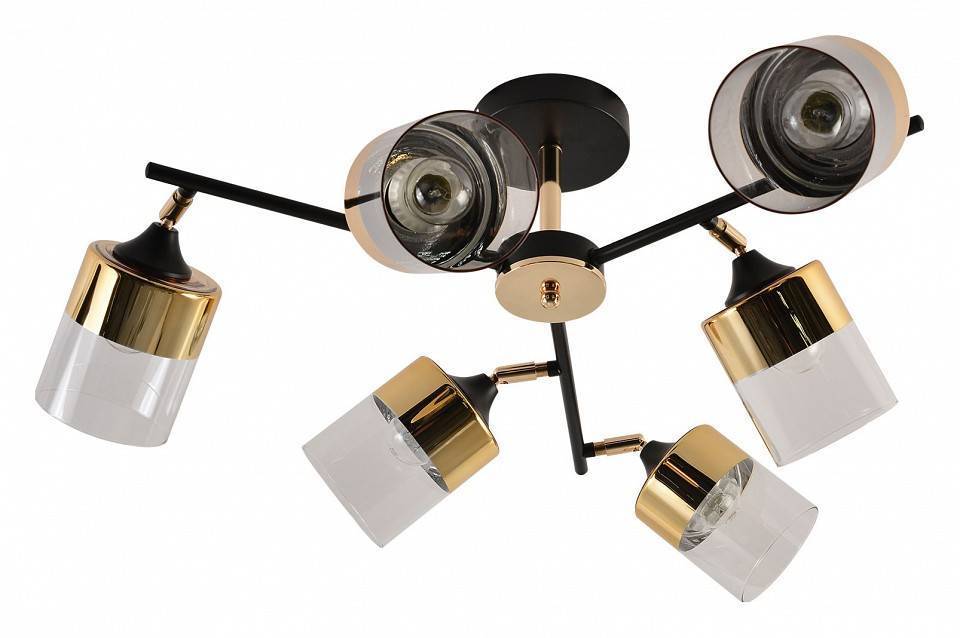 Люстра на штанге Reluce 01555-1 6 ламп 01555-3.3-06B BK+FGD