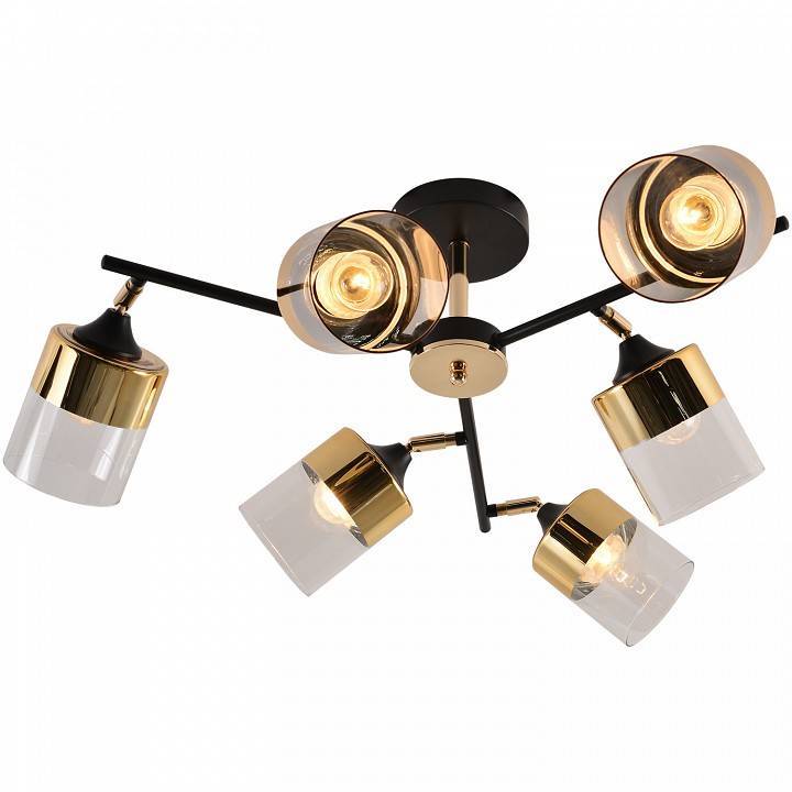 Люстра на штанге Reluce 01555-1 6 ламп 01555-3.3-06B BK+FGD