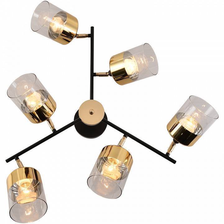 Люстра на штанге Reluce 01555-1 6 ламп 01555-3.3-06B BK+FGD