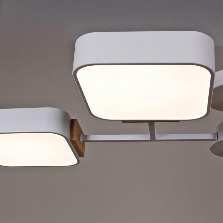 Люстра на штанге De Markt 03363-0.3-06 6 ламп белый дерево 03363-0.3-06 WH+WOOD