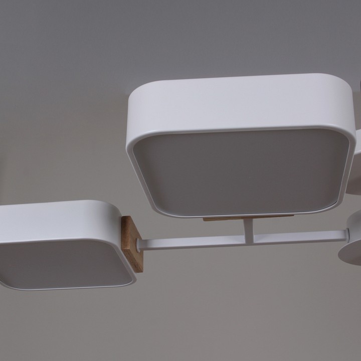 Люстра на штанге De Markt 03363-0.3-06 6 ламп белый дерево 03363-0.3-06 WH+WOOD