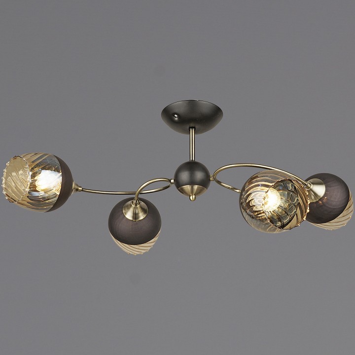 Люстра на штанге De Markt 04250-0.3-04 4xE27 черный/античная бронза 04250-0.3-04 BK+AB