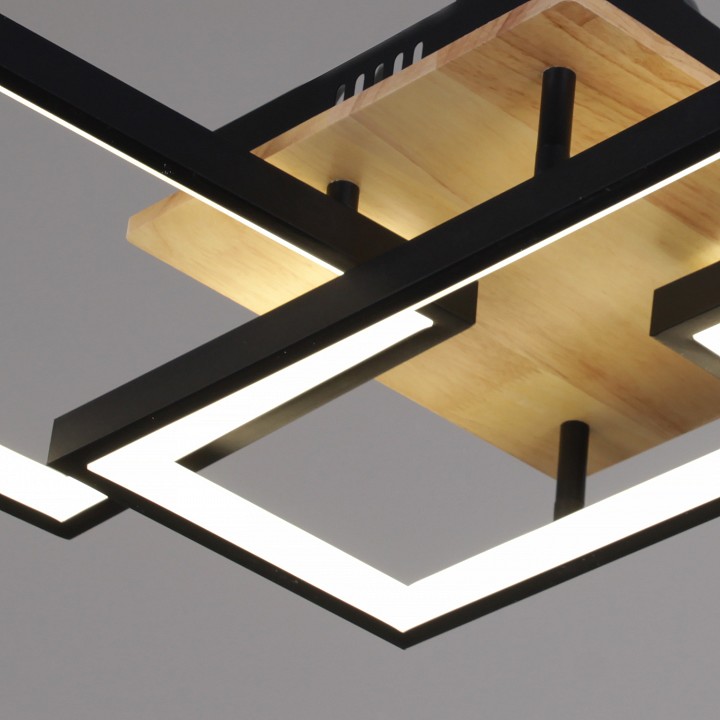 Потолочная люстра Reluce 49560-0.3-03 BK+WOOD