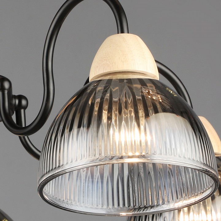 Люстра на штанге De City 69660-0.3-05 BK+WOOD 5 ламп 69660-0.3-05 BK+WOOD