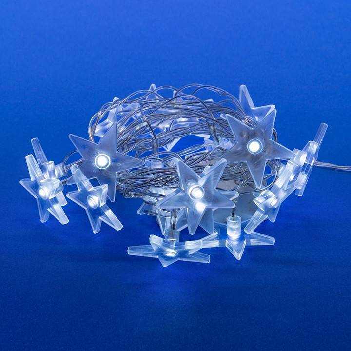 Гирлянда с насадками Uniel Снежинки 10 LED 2 м ULD-7920
