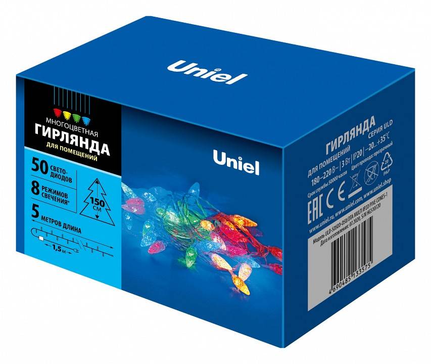 Гирлянда Супернить Uniel ULD-S0500/50 DTA 50 м 500 LED синий UL-00007194