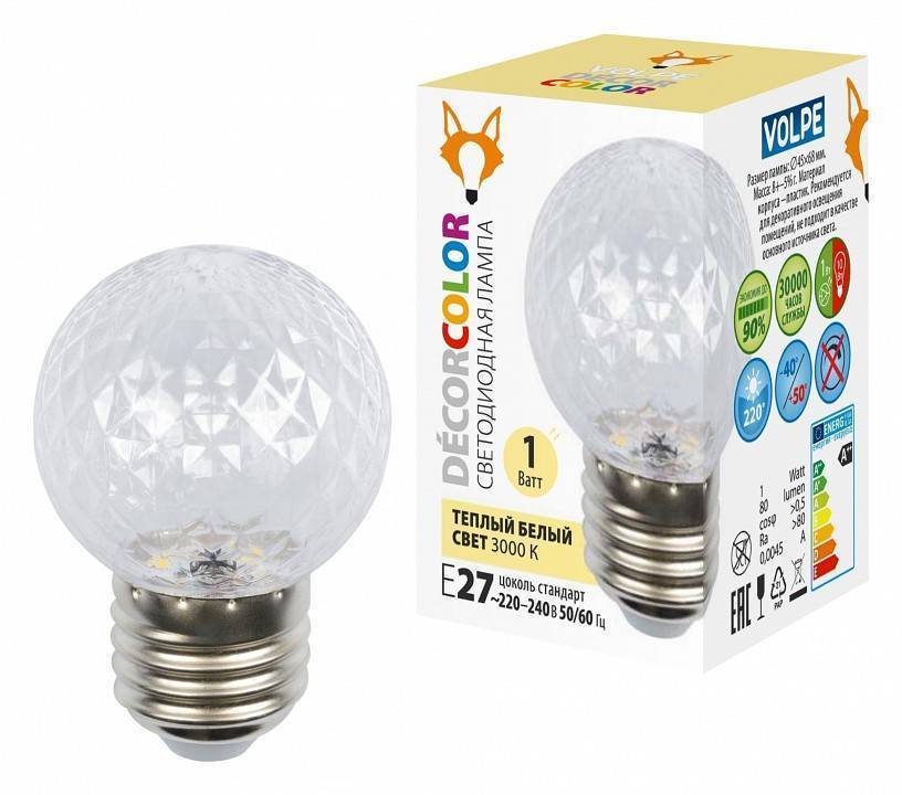 Лампа светодиодная Volpe DECOR COLOR E27 1 Вт 3000 K UL-00010064