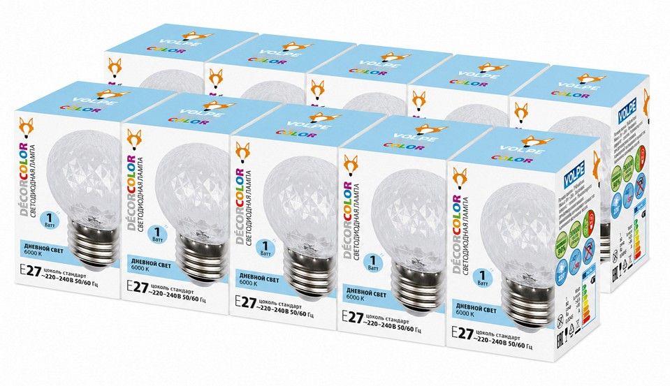 Лампа светодиодная Volpe DÉCOR COLOR E27 1Вт 6000K UL-00014266
