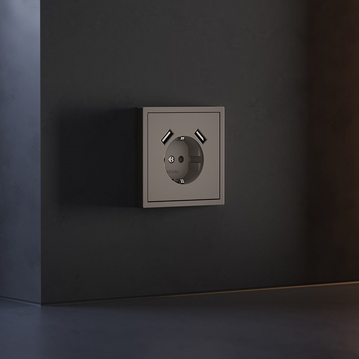 Накладка для розетки с заземлением и со шторками и 2хUSB type A Voltum S70 VLS000914