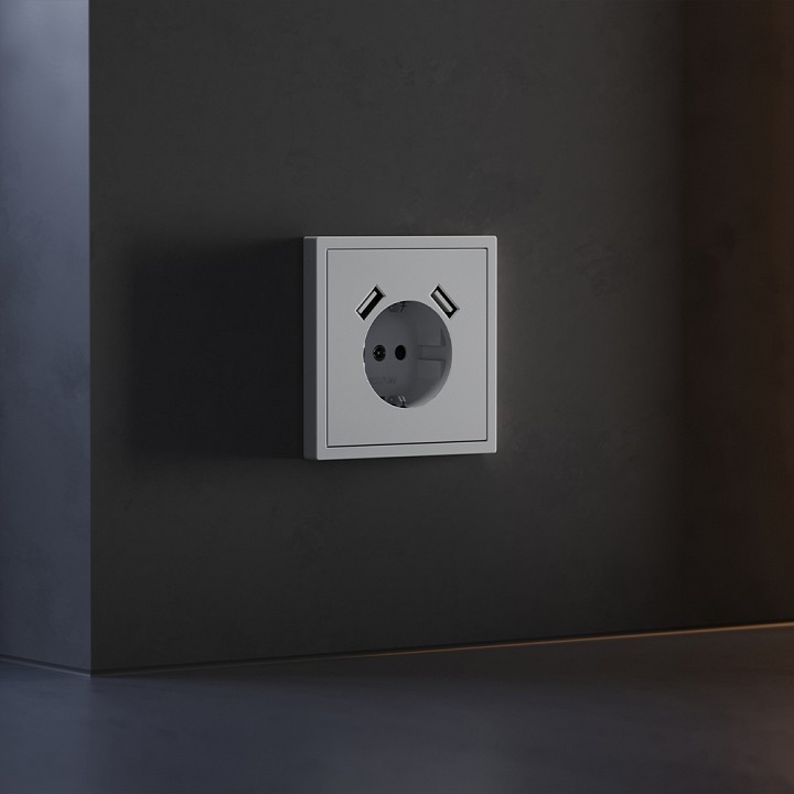 Накладка для розетки с заземлением и со шторками и 2хUSB type A Voltum S70 VLS000916