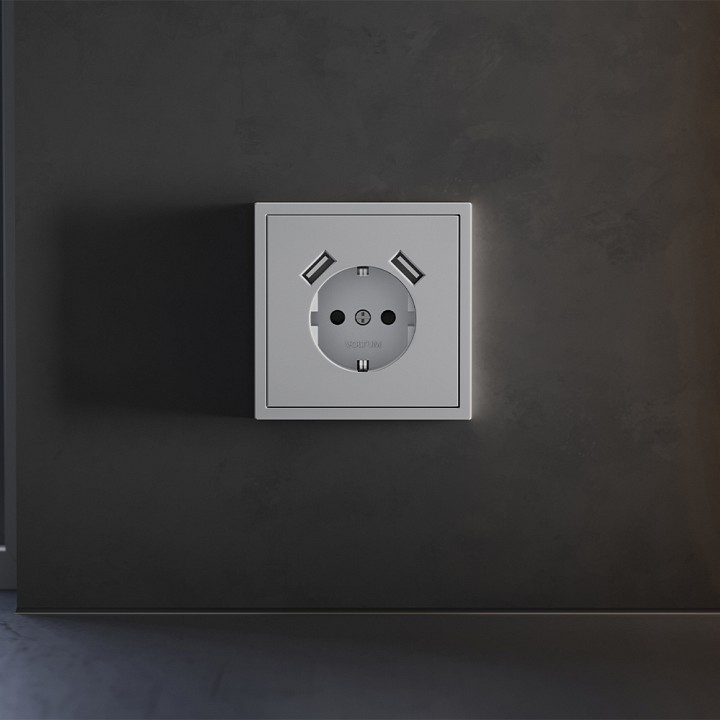 Накладка для розетки с заземлением и со шторками и 2хUSB type A Voltum S70 VLS000916