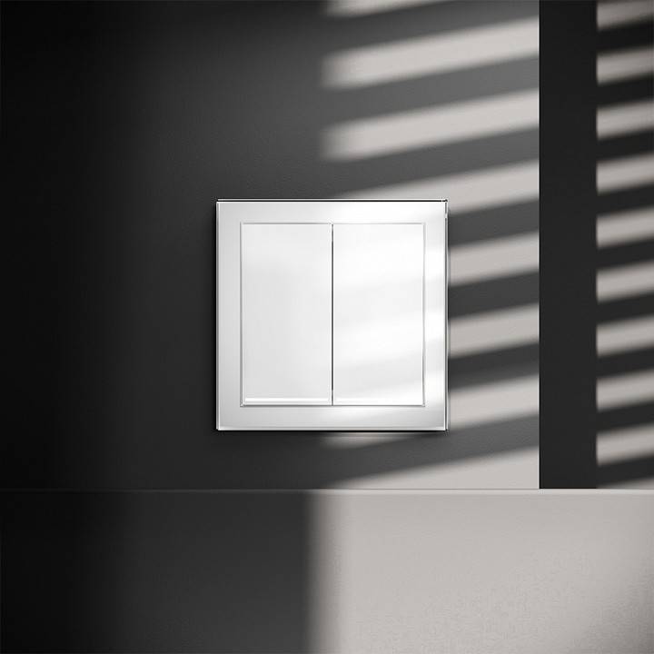 Выключатель двухклавишный с подсветкой без рамки Voltum S70 VLS020201