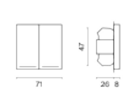 Выключатель двухклавишный с подсветкой без рамки Voltum S70 VLS020201