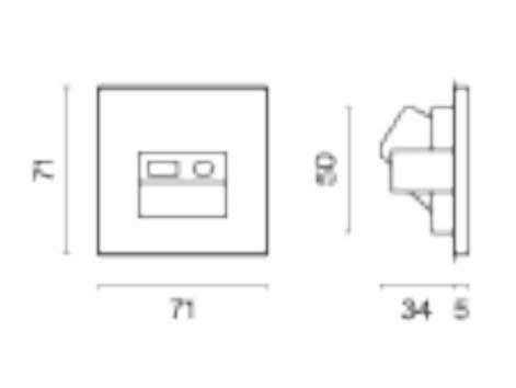 ТВ-розетка и розетка Ethernet RJ-45 без рамки Voltum S70 VLS060706