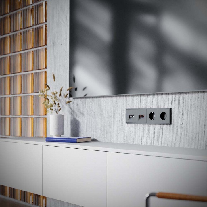 ТВ-розетка и розетка Ethernet RJ-45 без рамки Voltum S70 VLS060707