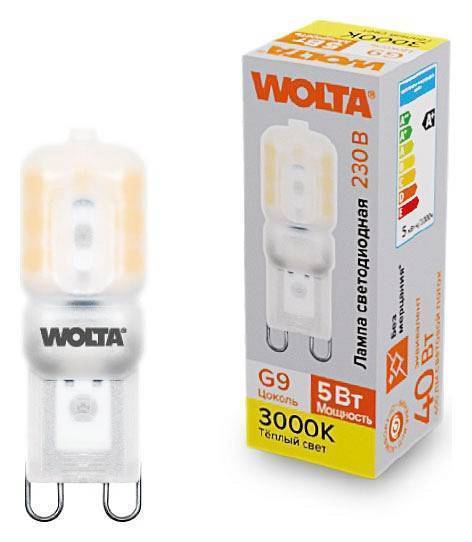 Лампа светодиодная Wolta  G9 5Вт 3000K WSTD-JCD-5W3KG9-P