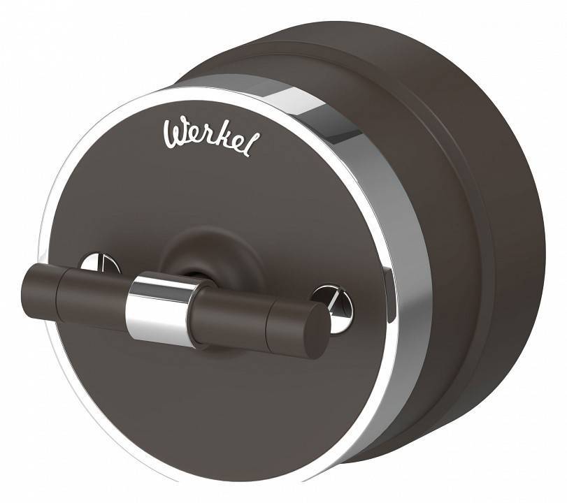 Выключатель двухклавишный с корпусом Werkel Vintage мокко, хром W5822052