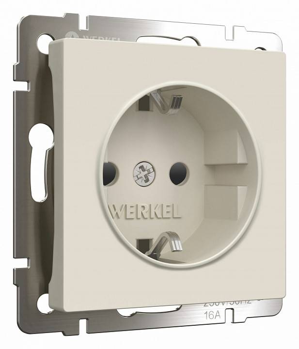 Розетка с заземлением и с шторками, без рамки Werkel Айвори матовый W1171162
