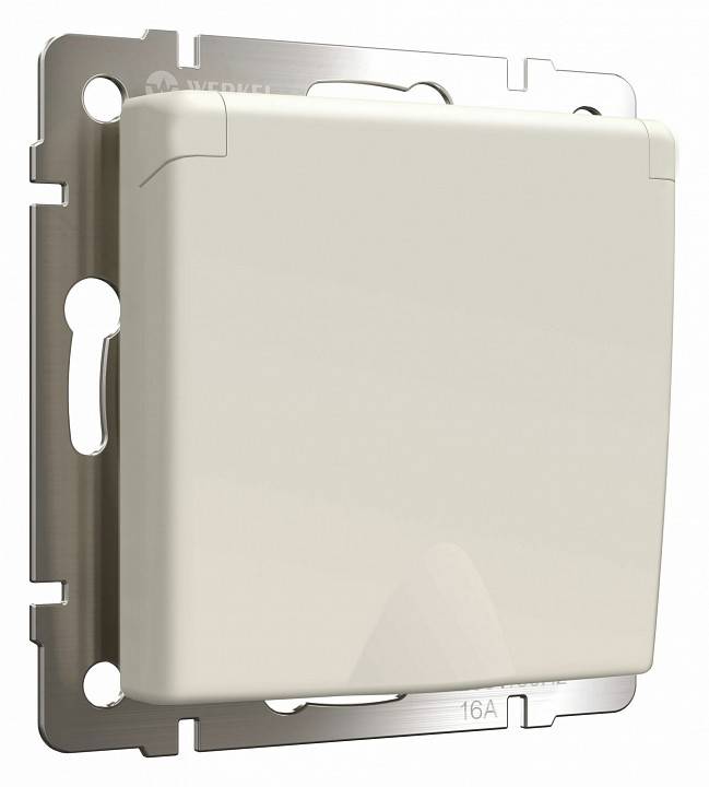 Розетка с заземлением, шторками и крышкой Werkel айвори матовый W1171262
