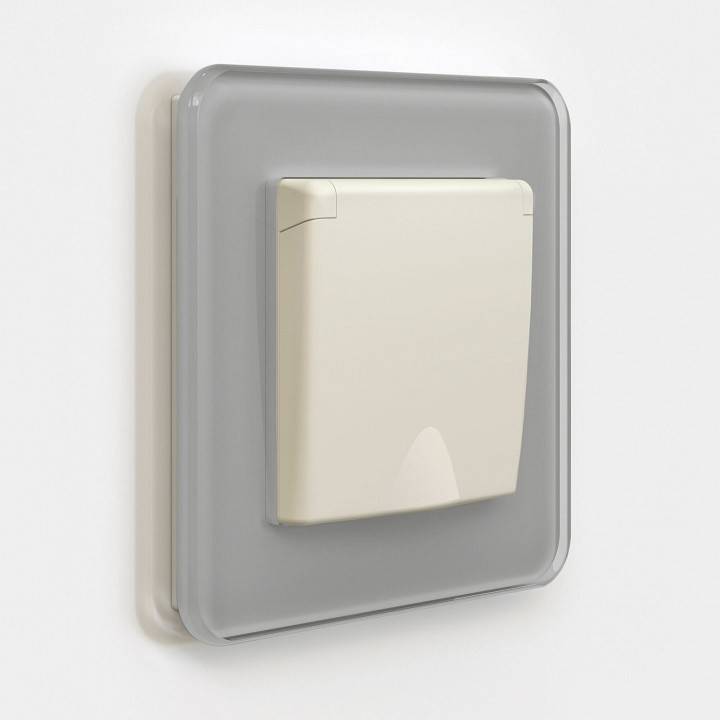 Розетка с заземлением, шторками и крышкой Werkel айвори матовый W1171262