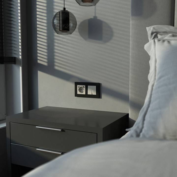 Выключатель проходной двухклавишный с подсветкой без рамки Werkel дымчатый W1222104