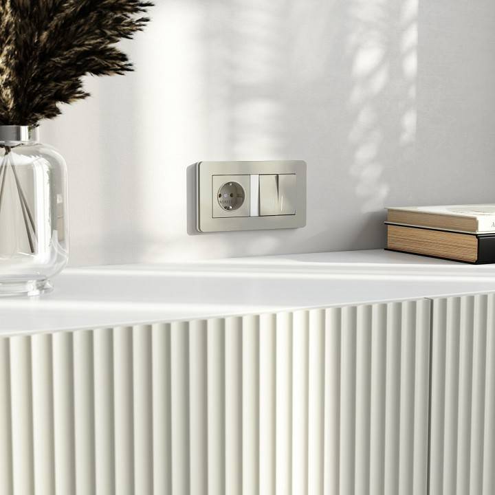 Выключатель проходной двухклавишный с подсветкой без рамки Werkel дымчатый W1222104