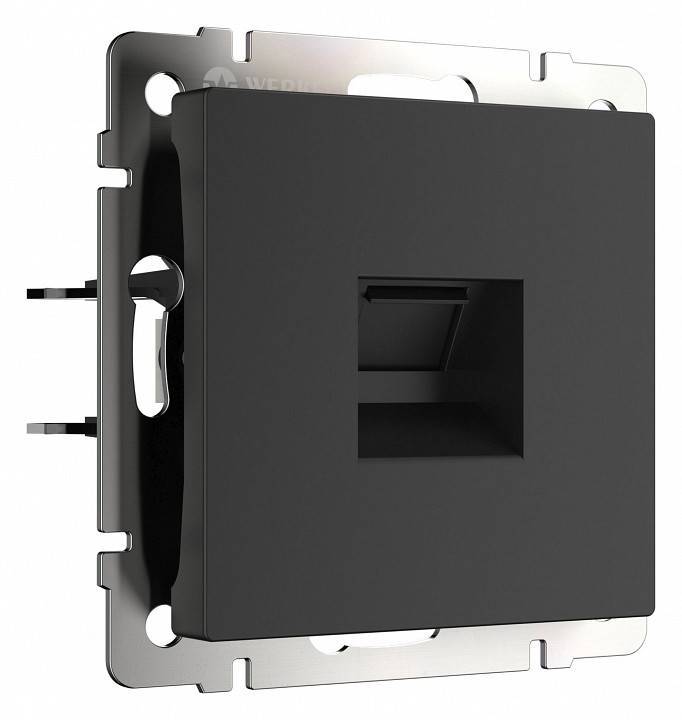 Розетка Ethernet RJ-45 и со шторками, без рамки Werkel черный матовый W5120108