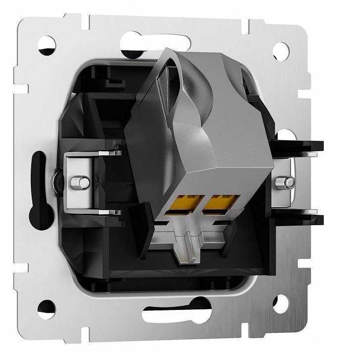 Розетка Ethernet RJ-45 и со шторками, без рамки Werkel черный матовый W5120108