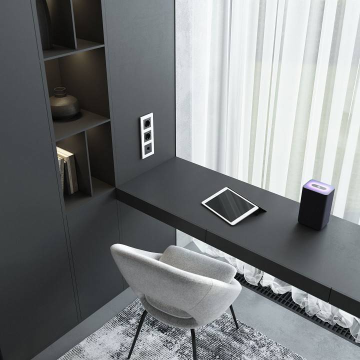 Розетка Ethernet RJ-45 и со шторками, без рамки Werkel черный матовый W5120108